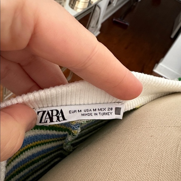 Zara Striped Sleeveless Crop Top - Blue, Green, White Zara - Picture 4 of 4